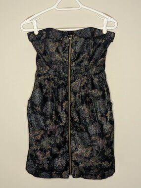 Staring at Stars UO Strapless Boned Empire Full Zip Sparkly Mini Dress Size 2